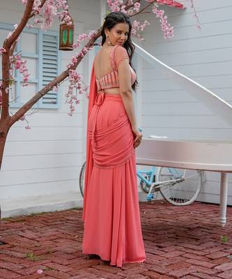 Rose Pink Cora Saree Set 4
