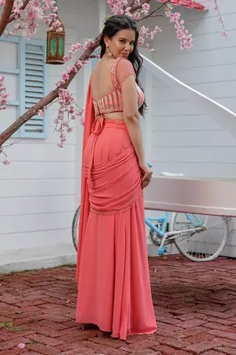 Rose Pink Cora Saree Set