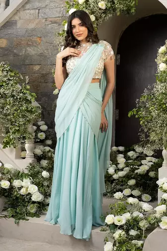 Mint Green Drape Saree
