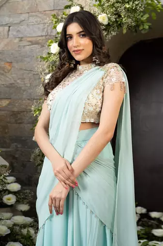 Mint Green Drape Saree