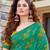Teal Printed Georgette Saree With Border