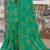 Teal Printed Georgette Saree With Border