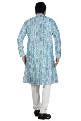 Blue embroidered viscose kurta-pajama 2