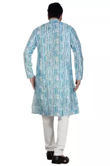Blue embroidered viscose kurta-pajama