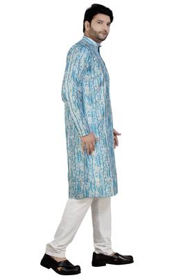 Blue embroidered viscose kurta-pajama 3