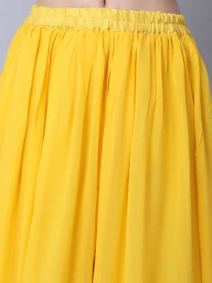 Yellow Floral Peplum Kurti with Gathered Palazzo 5