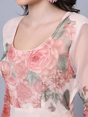 Sheer Floral Anarkali with Straight Pants and Dupatta 4