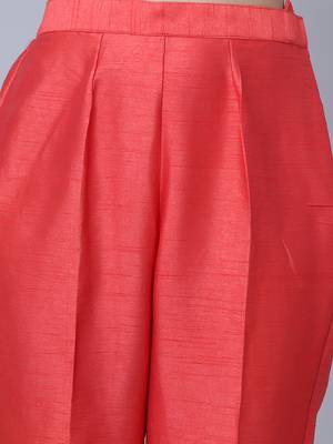 Festive Orange Pink Bandhani Kurti with Straight Pants and Dupatta 5