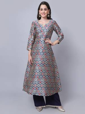Breezy Blue Moroccon Printed Kurti with Palazzo 1