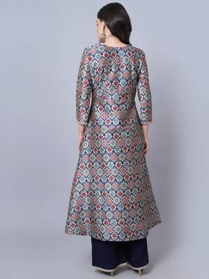 Breezy Blue Moroccon Printed Kurti with Palazzo 2