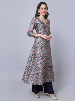Breezy Blue Moroccon Printed Kurti with Palazzo 3