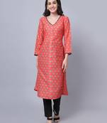 Candy Orange A-Line Kurti with Straight Pants