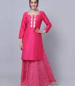 Candy Pink Short Kurti with Flared Palazzo
