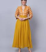 Mustard Embroidered Yoke Anarkali with Churidar