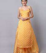 Yellow Polka Strapped Kurti with Gathered Palazzo