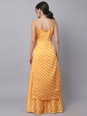 Yellow Polka Strapped Kurti with Gathered Palazzo 2