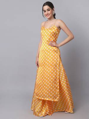 Yellow Polka Strapped Kurti with Gathered Palazzo 3