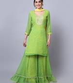 Trendy Leheriya Kurti with Frilled Palazzo and Dupatta