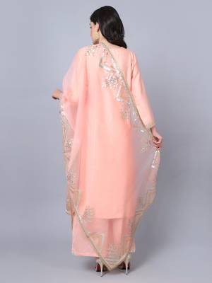 Peach Shine Gota Kurti with Gota Palazzo and Dupatta 2