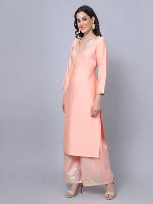 Peach Shine Gota Kurti with Gota Palazzo and Dupatta 3