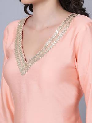 Peach Shine Gota Kurti with Gota Palazzo and Dupatta 4