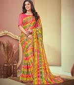 Multi Printed Brasso Saree With Tassel