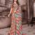 Pastel Red Patterned Chiffon Digital Print And Designer Saree