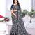 Dark Grey Printed Chiffon Saree With Fancy Border