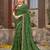 Dark Green Brasso Saree With Foil Print And Zari Border