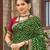 Dark Green Brasso Saree With Foil Print And Zari Border