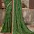 Dark Green Brasso Saree With Foil Print And Zari Border