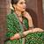 Dark Green Brasso Saree With Foil Print And Zari Border