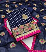 Blue embroidered chanderi salwar