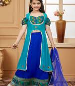 Blue embroidered georgette stitched lehenga