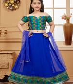 Blue embroidered georgette stitched lehenga