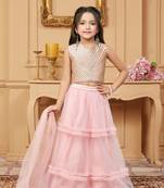 Light-pink embroidered net stitched lehenga