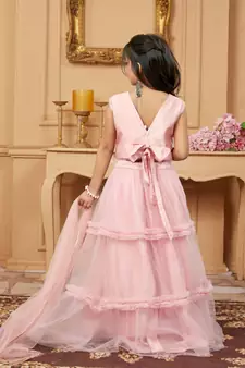 Light-pink embroidered net stitched lehenga