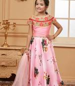 Light-pink embroidered satin stitched lehenga