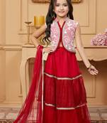 Maroon embroidered net stitched lehenga