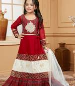 Maroon embroidered georgette stitched lehenga