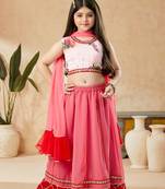 Pink printed georgette stitched lehenga