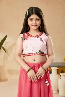 Pink printed georgette stitched lehenga