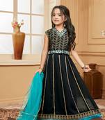 Black embroidered georgette stitched lehenga