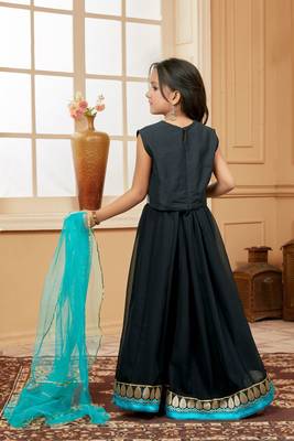 Black embroidered georgette stitched lehenga 3