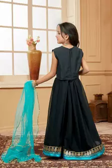 Black embroidered georgette stitched lehenga