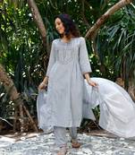 Grey Cotton Kurta Suit set