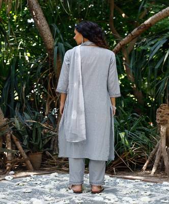 Grey Cotton Kurta Suit set 2