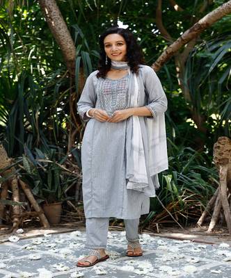 Grey Cotton Kurta Suit set 4