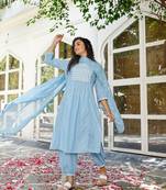 Blue Cotton Kurta Suit set
