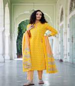 Yellow Cotton Kurta Suit set